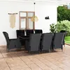 Image de vidaXL Ensemble à manger d'extérieur 9pcs et coussins rotin gris foncé