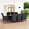 Image de vidaXL Ensemble à manger d'extérieur 9pcs et coussins rotin gris foncé