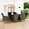 Image de Vidaxl Mobilier Ã DÃ®ner Jardin 7 Pcs Et Coussins RÃ©sine TressÃ©e Marron