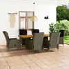 Image de Vidaxl Mobilier Ã DÃ®ner Jardin 7 Pcs Et Coussins RÃ©sine TressÃ©e Marron