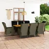 Image de Vidaxl Mobilier Ã DÃ®ner Jardin 9 Pcs Et Coussins RÃ©sine TressÃ©e Marron