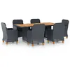 Image de vidaXL Ensemble à manger d'extérieur 7pcs et coussins résine tressée3060164