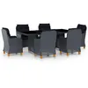 Image de vidaXL Ensemble à manger d'extérieur 7pcs et coussins résine tressée