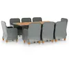 Image de vidaXL vidaXL Mobilier à dîner 9 pcs avec coussins Résine tressée Gris clair