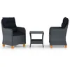 Image de vidaXL Vidaxl Salon De Jardin 3 Pcs Avec Coussins Résine Tressée Gris Foncé