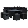 Image de vidaXL Salon de jardin 6 pcs avec coussins résine tressée noir315230