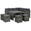 Image de vidaXL Salon de jardin 6 pcs avec coussins résine tressée gris