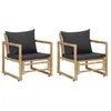 Image de Vidaxl Chaises De Jardin Avec Coussins 2 Pcs Bambou