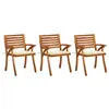 Image de vidaXL Chaises à manger de jardin avec coussins lot de 3 Acacia massif