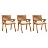 Image de Vidaxl Chaises Ã DÃ®ner De Jardin Avec Coussins 3 Pcs Acacia Massif