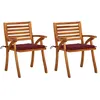 Image de vidaXL Vidaxl Chaises À Manger De Jardin Avec Coussins Lot De 2 Acacia Massif
