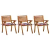 Image de vidaXL Chaises à manger de jardin avec coussins lot de 3 Acacia massif3060820
