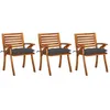 Image de Vidaxl Chaises Ã Manger De Jardin Avec Coussins Lot De 3 Acacia Massif