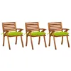Image de vidaXL Chaises à manger de jardin avec coussins lot de 3 Acacia massif
