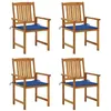 Image de vidaXL Chaises de jardin avec coussins lot de 4 Bois d'acacia massif