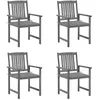 Image de vidaXL Chaises de jardin et coussins lot de 4 Gris Bois acacia massif3061224