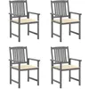 Image de vidaXL Chaises de jardin et coussins lot de 4 Gris Bois acacia massif3061226