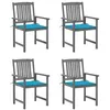 Image de vidaXL Chaises de jardin et coussins lot de 4 Gris Bois acacia massif3061230