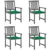 Image de vidaXL Vidaxl Chaises De Jardin Avec Coussins 4 Pcs Gris Bois D'acacia Massif