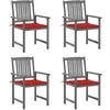 Image de vidaXL Chaises de jardin et coussins lot de 4 Gris Bois acacia massif3061234