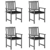 Image de vidaXL Chaises de jardin et coussins lot de 4 Gris Bois acacia massif