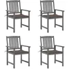 Image de vidaXL Chaises de jardin et coussins lot de 4 Gris Bois acacia massif