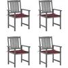 Image de vidaXL Chaises de jardin et coussins lot de 4 Gris Bois acacia massif3061240