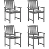 Image de vidaXL Chaises de jardin et coussins lot de 4 Gris Bois acacia massif