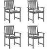 Image de vidaXL Vidaxl Chaises De Jardin Avec Coussins 4 Pcs Gris Bois D'acacia Massif