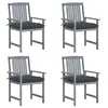 Image de vidaXL Chaises de jardin et coussins lot de 4 Gris Bois acacia massif