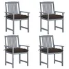 Image de vidaXL Chaises de jardin et coussins lot de 4 Gris Bois acacia massif
