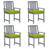 Image de vidaXL Chaises de jardin et coussins lot de 4 Gris Bois acacia massif