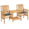 Image de vidaXL Chaises de jardin avec table à thé et coussins Acacia solide
