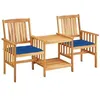Image de vidaXL Chaises de jardin avec table à thé et coussins Acacia solide