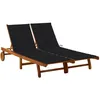 Image de vidaXL Vidaxl Chaise Longue De Jardin 2 Places Avec Coussins Acacia Solide