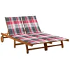 Image de vidaXL Vidaxl Chaise Longue De Jardin 2 Places Avec Coussins Acacia Solide