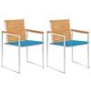 Image de vidaXL Chaises de jardin avec coussins lot de 2 Teck solide et acier3061519
