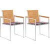 Image de vidaXL Vidaxl Chaises De Jardin Avec Coussins 2 Pcs Teck Solide Et Acier