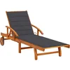 Image de vidaXL Vidaxl Chaise Longue De Jardin Avec Coussin Bois D'acacia Solide