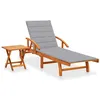 Image de vidaXL Chaise longue de jardin avec table et coussin Bois d'acacia3061618