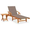 Image de vidaXL Chaise longue de jardin avec table et coussin Bois d'acacia3061625
