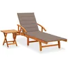 Image de vidaXL Vidaxl Chaise Longue De Jardin Avec Table Et Coussin Bois D'acacia