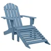 Image de vidaXL Chaise de jardin Adirondack avec pouf bois de sapin solide bleu