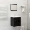 Image de vidaXL Ensemble de meubles de salle de bain 2 pcs Noir Aggloméré804774
