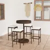 Image de vidaXL Ensemble bar de jardin 5 pcs et coussins Résine tressée Marron