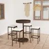 Image de Vidaxl Meuble De Bar De Jardin 5 Pcs Et Coussins RÃ©sine TressÃ©e Marron