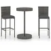Image de vidaXL Ensemble de bar de jardin 3 pcs et coussins RÃ©sine tressÃ©e Gris