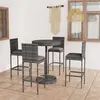 Image de vidaXL Ensemble de bar de jardin 5 pcs et coussins Résine tressée Gris