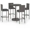 Image de vidaXL vidaXL Ensemble de bar de jardin 5 pcs et coussins Résine tressée Gris