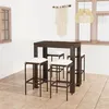Image de vidaXL Meuble de bar de jardin 5 pcs et coussins Résine tressée Marron